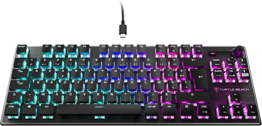Turtle Beach Vulcan TKL : Clavier mécanique RGB compact avec interrupteurs linéaires en titane