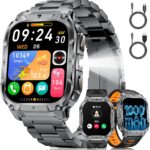 Montre connectée militaire homme avec écran HD de 2 pouces et 100 modes sportifs.