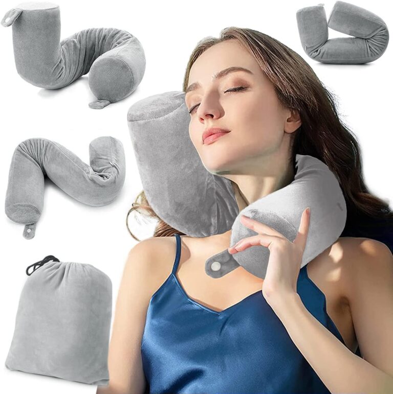 EPROICKS : Oreiller de voyage pliable pour le sommeil en avion, voiture et train.