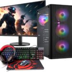 Configuration PC Gamer Ryzen 7 5700G avec écran 24 pouces et kit gaming Ultron Hawk à 16 Go de RAM.