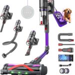 Aspirateur sans fil 600W avec flexible extensible pour poils d&rsquo;animaux et sols durs