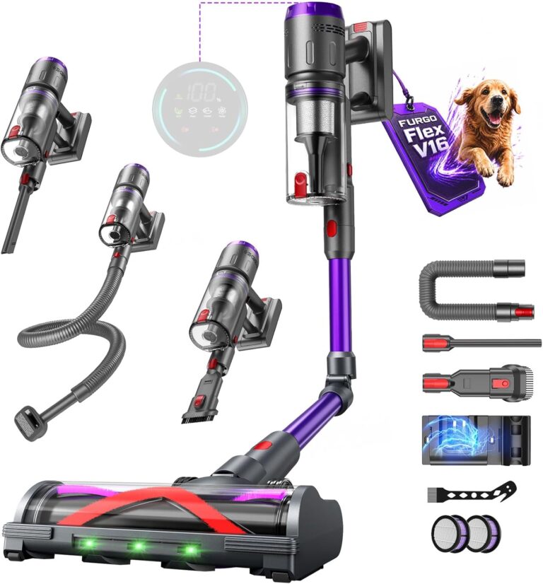 Aspirateur sans fil 600W avec flexible extensible pour poils d’animaux et sols durs