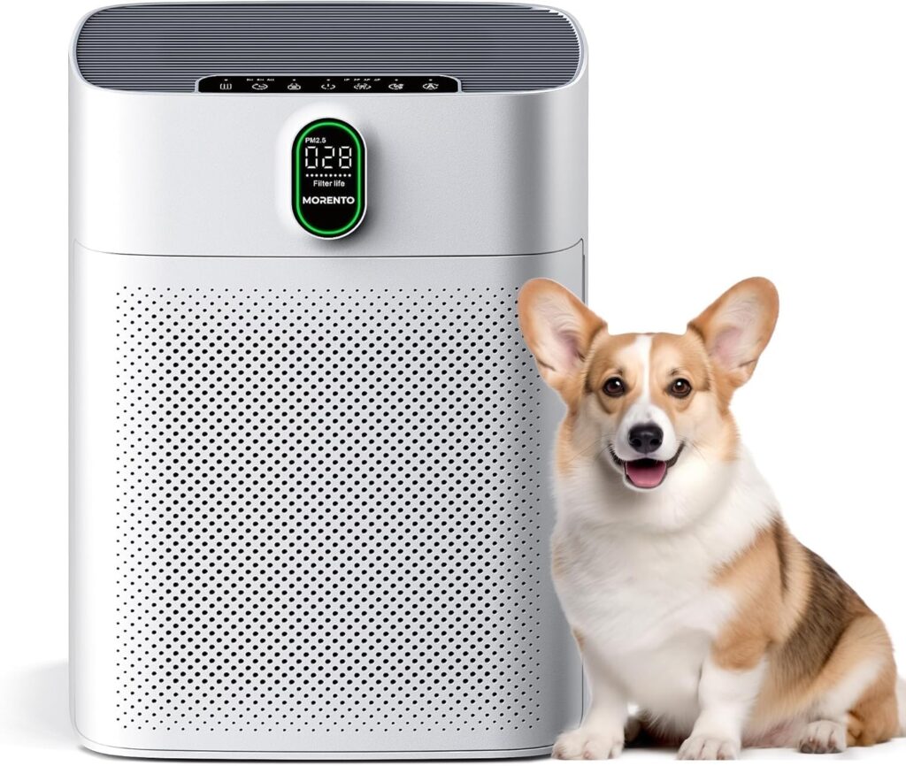 Purificateur d’air MORENTO : filtre HEPA, capteur de qualité, niveau sonore 24dB