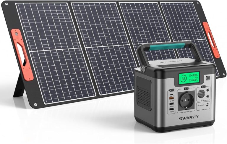 Kit solaire portable de 500W avec panneaux pliables pour camping et secours, charge rapide.