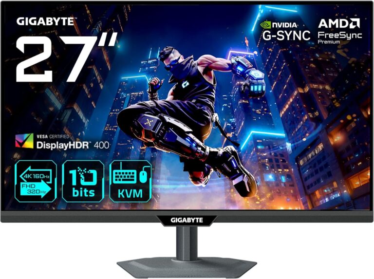 GIGABYTE présente le M27UP, un moniteur gaming 27″ 4K UHD à 160Hz avec FreeSync.