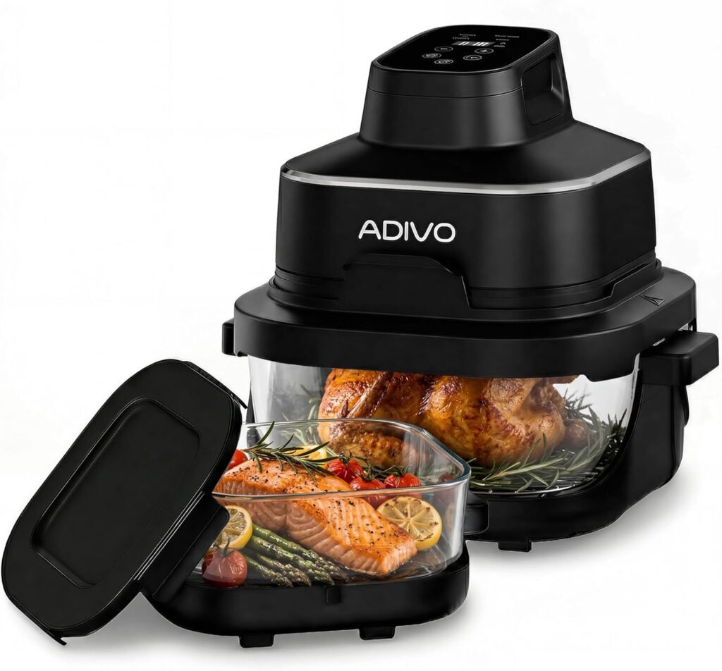 ADIVO Air Fryer 4L : Friteuse sans huile avec double capacité et 4 modes de cuisson.