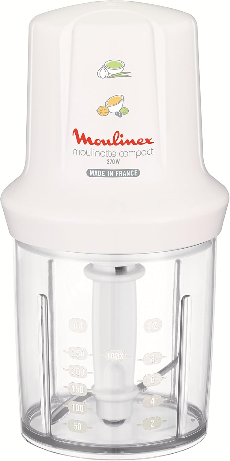 Moulinex DJ300110 : Hachoir électrique compact de 270 W avec couvercle shaker en vente.