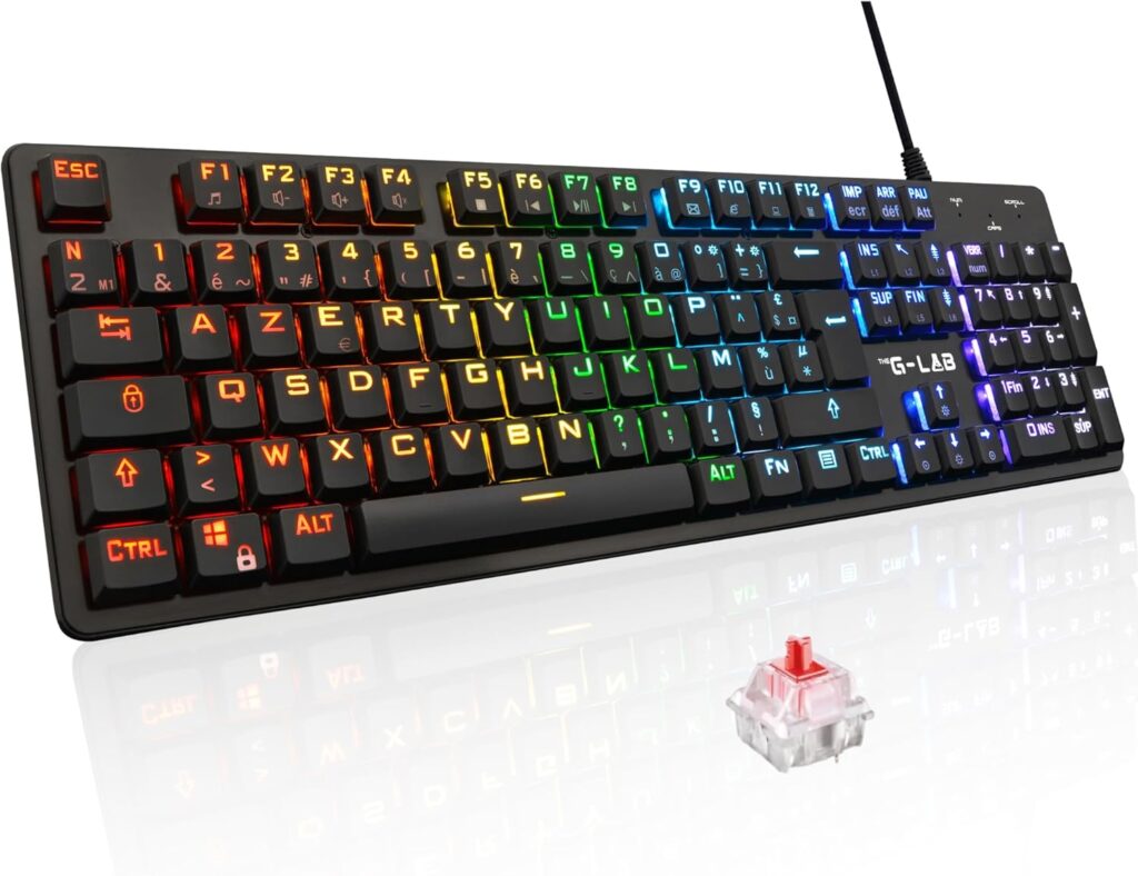 The G-Lab Keyz Platinum : Clavier gaming mécanique AZERTY avec rétroéclairage RGB et fonctionnalité anti-ghosting.