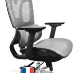 MELOKEA : Chaise de bureau ergonomique avec accoudoirs 4D et dossier haut pour le télétravail.