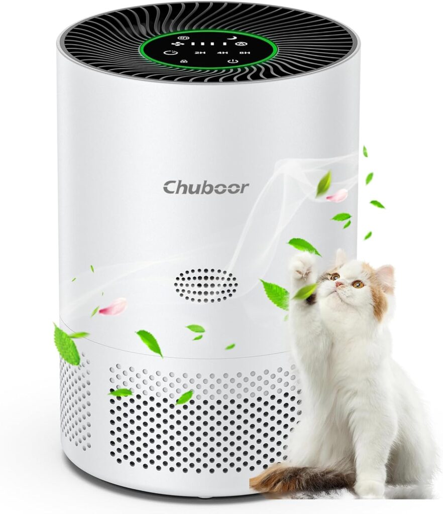 Purificateur d’air HEPA pour chambres : filtration des allergènes comme la moisissure et les poils d’animaux.