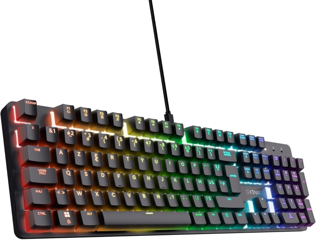 Trust Gaming présente le clavier GXT 871 Zora AZERTY avec éclairage RGB et switchs linéaires Huano.