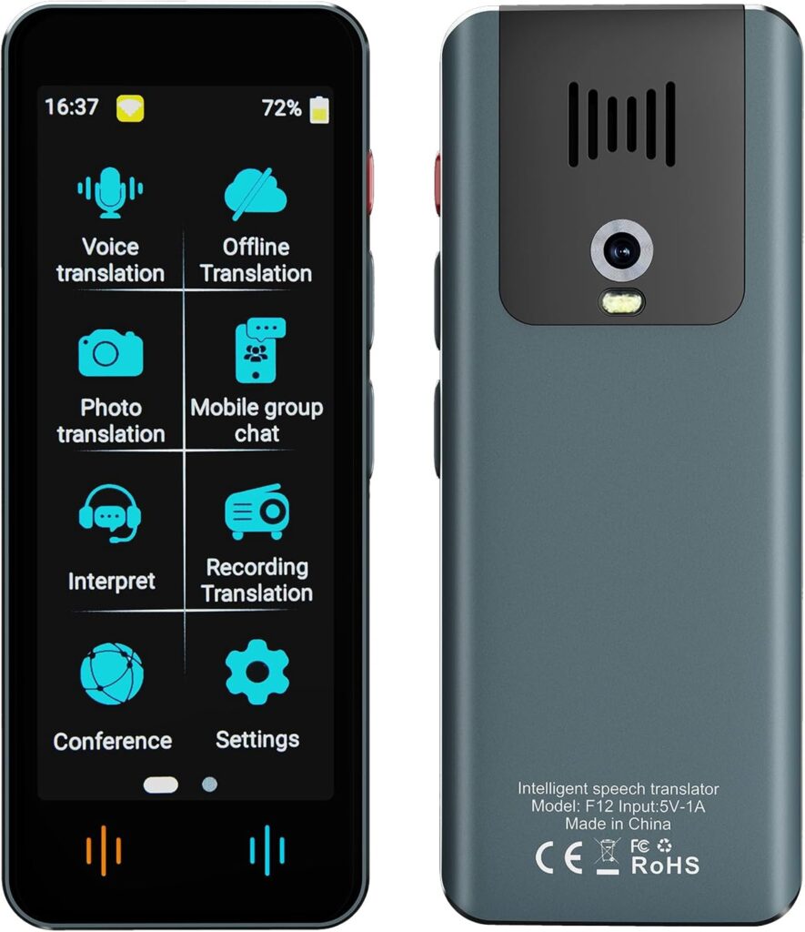 Dispositif de traduction intelligent avec 142 langues et traduction hors ligne pour voyages d’affaires.