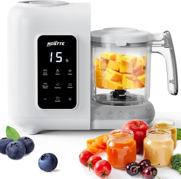 Utilisation du mixeur 6-en-1 pour bébé : fonctions de cuisson et auto-nettoyage en une seule unité.