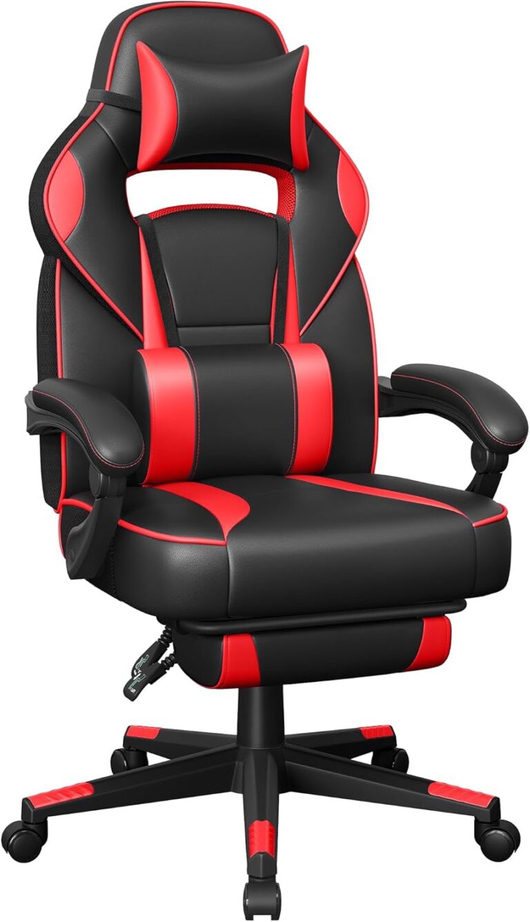 Chaise de bureau SONGMICS OBG73BRV1 avec repose-pieds réglable et support lombaire, charge 150 kg