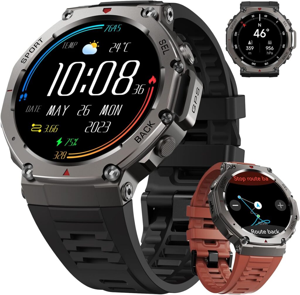 LIGE GPS Men’s Smart Watch : Suivi de 110+ sports et 20 jours d’autonomie pour Android et iOS