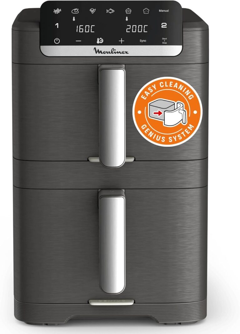 Moulinex présente l’Easy Fry Crispy Stack, friteuse 10L avec deux tiroirs verticaux et sept programmes.