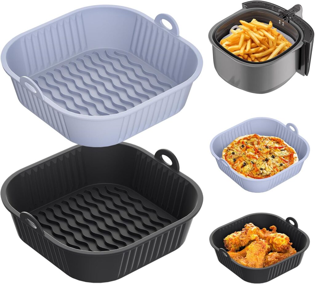 Diboniur Air Fryer Dish de 5-8L avec accessoires en silicone réutilisables pour cuisson variée.