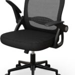 Naspaluro : Chaise de bureau avec accoudoirs pliants et support lombaire, dossier de 45 cm.