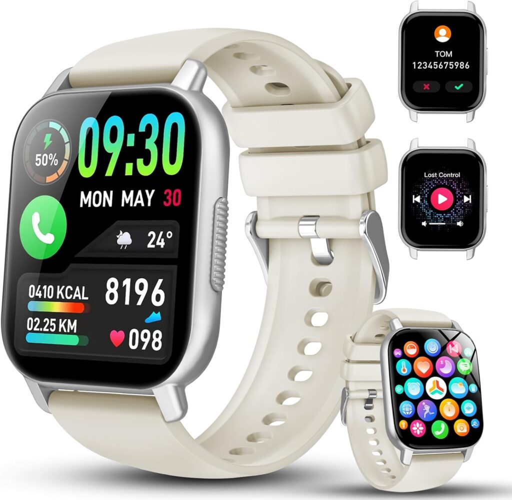 Montre connectée avec Bluetooth et 112 modes de sport, étanche IP68, compatible Android iOS.