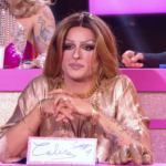 Une drag-queen de « Drag Race France » évoque Céline Dion lors d’une performance.