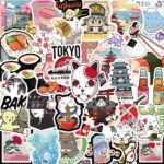 Stickers de voyage japonais : 55 autocollants étanches pour scrapbooking et loisirs créatifs.