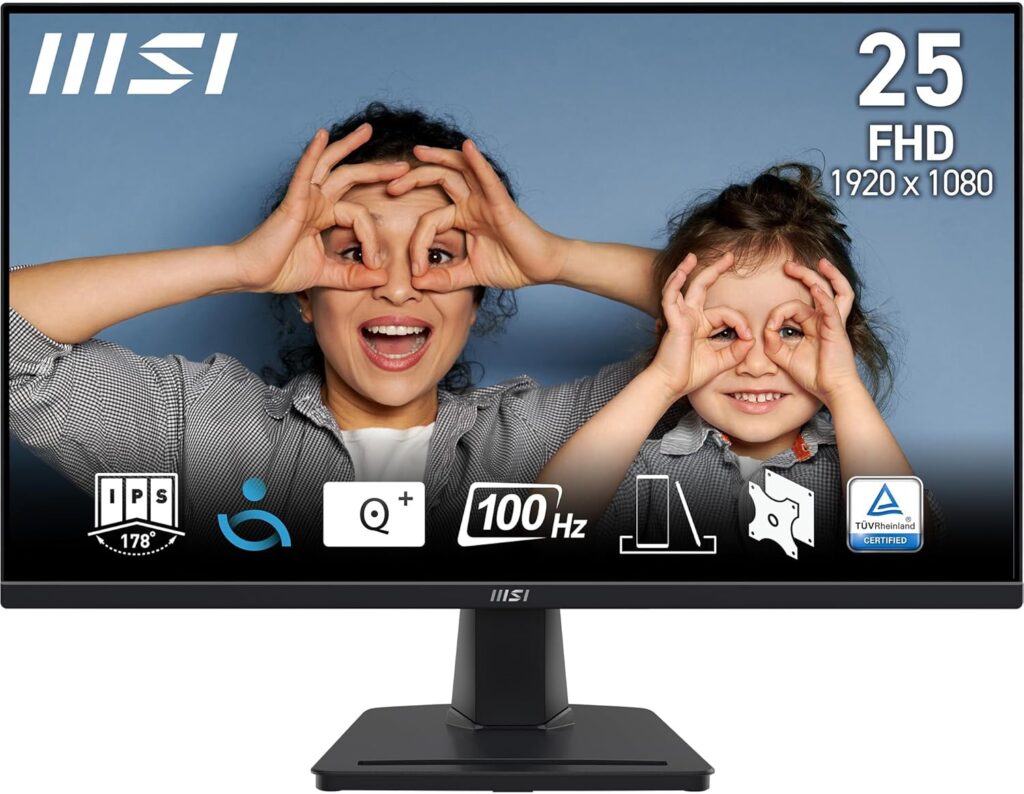 MSI Pro MP252 : Moniteur de bureau Full HD de 24,5 pouces avec écran IPS et haut-parleurs intégrés.