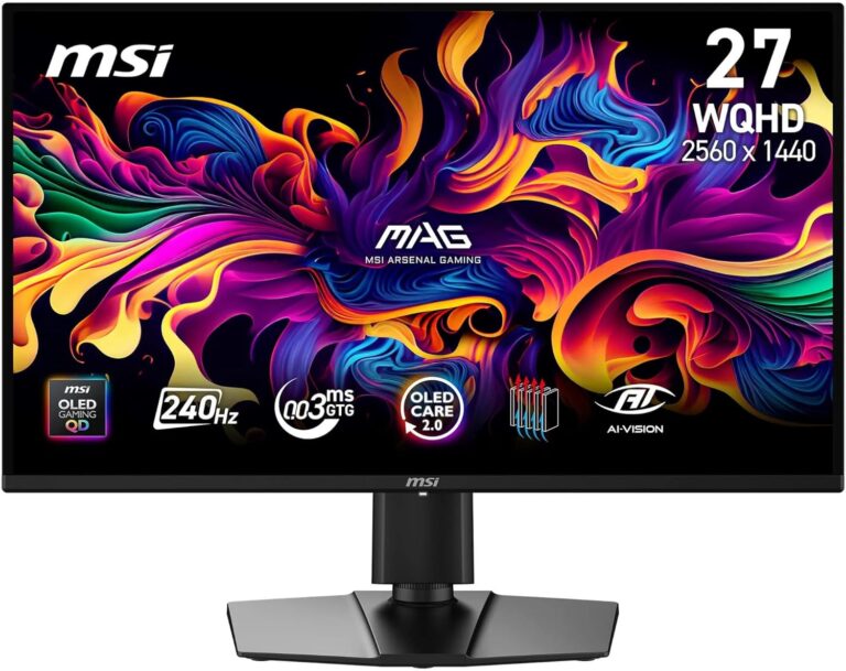 MSI MAG 274QP QD-OLED X24 : moniteur gaming 26.5″ WQHD à 240 Hz avec support G-SYNC et FreeSync