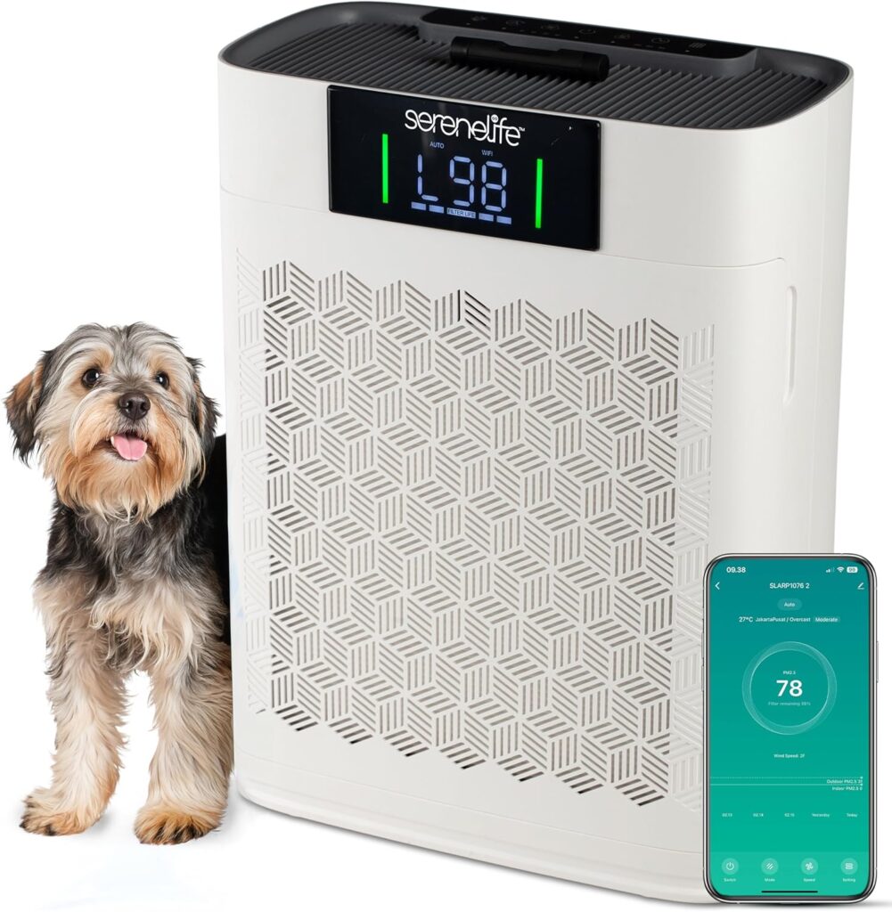 Serenelife Smart HEPA Air Purifier: Filtration efficace pour allergies et pollution intérieure.