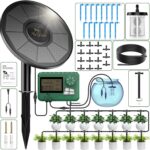 Système d’irrigation solaire automatisé pour plantes extérieur : quinze goutteurs inclus.