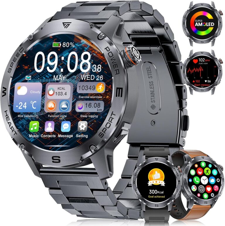Montre connectée avec écran AMOLED de 1,43 pouces et 120 modes sportifs, IP68, pour Android et iOS.