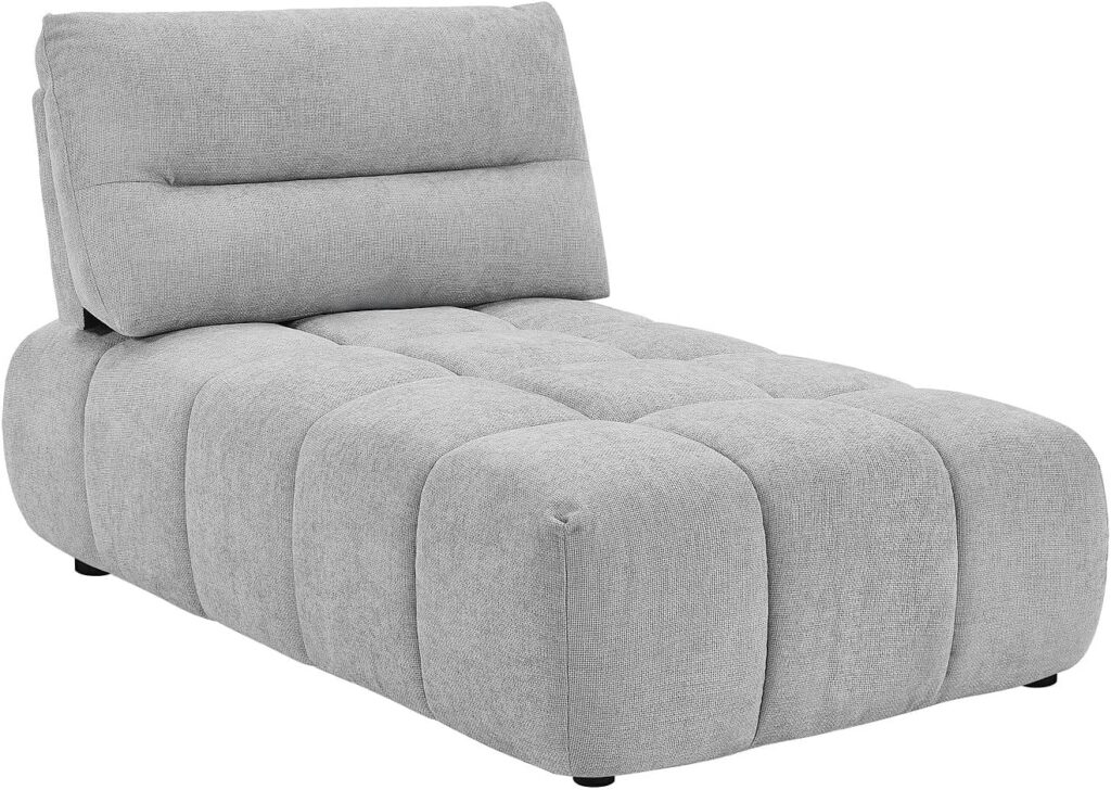 Vente-unique propose la chaise longue APOLIU en tissu gris texturé pour un confort amélioré.