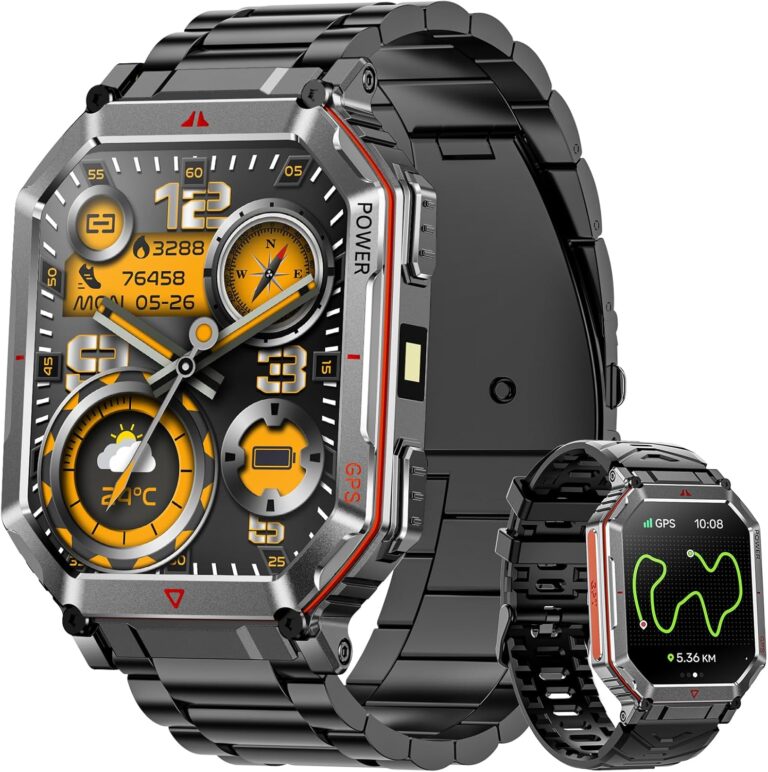 Montre connectée militaire 2.01″ avec GPS, Bluetooth et 100+ modes sportifs compatibles Android et iOS
