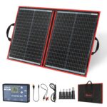 DOKIO Kit de panneaux solaires 100W 18V pliable avec contrôleur de charge et ports USB pour batteries 12V