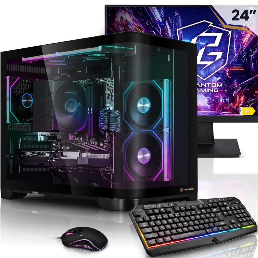 Aurum Mega Pack Newcomer : PC Gaming Ryzen 5 3400G avec écran LED 24 pouces et 16 Go RAM.