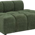 Vente-unique commercialise une méridienne droite en tissu chiné vert FACIVIL.