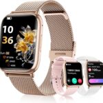 Féminine : Montre intelligente avec Bluetooth et suivi santé, compatible Android et iOS.