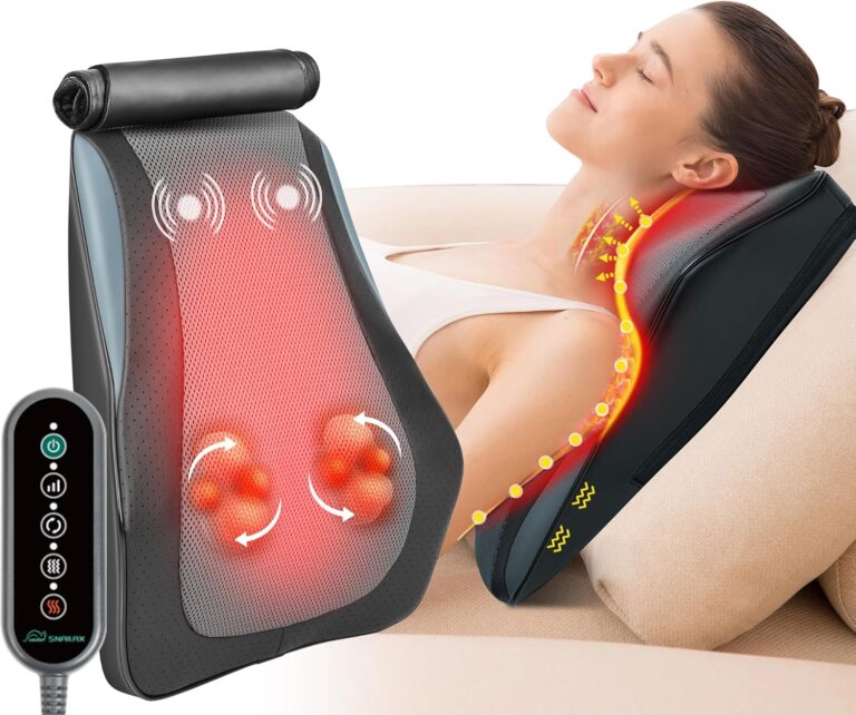 Snailax : Massager dorsal et cervical électrique avec chaleur et 8 nœuds, pour le bureau et la maison.
