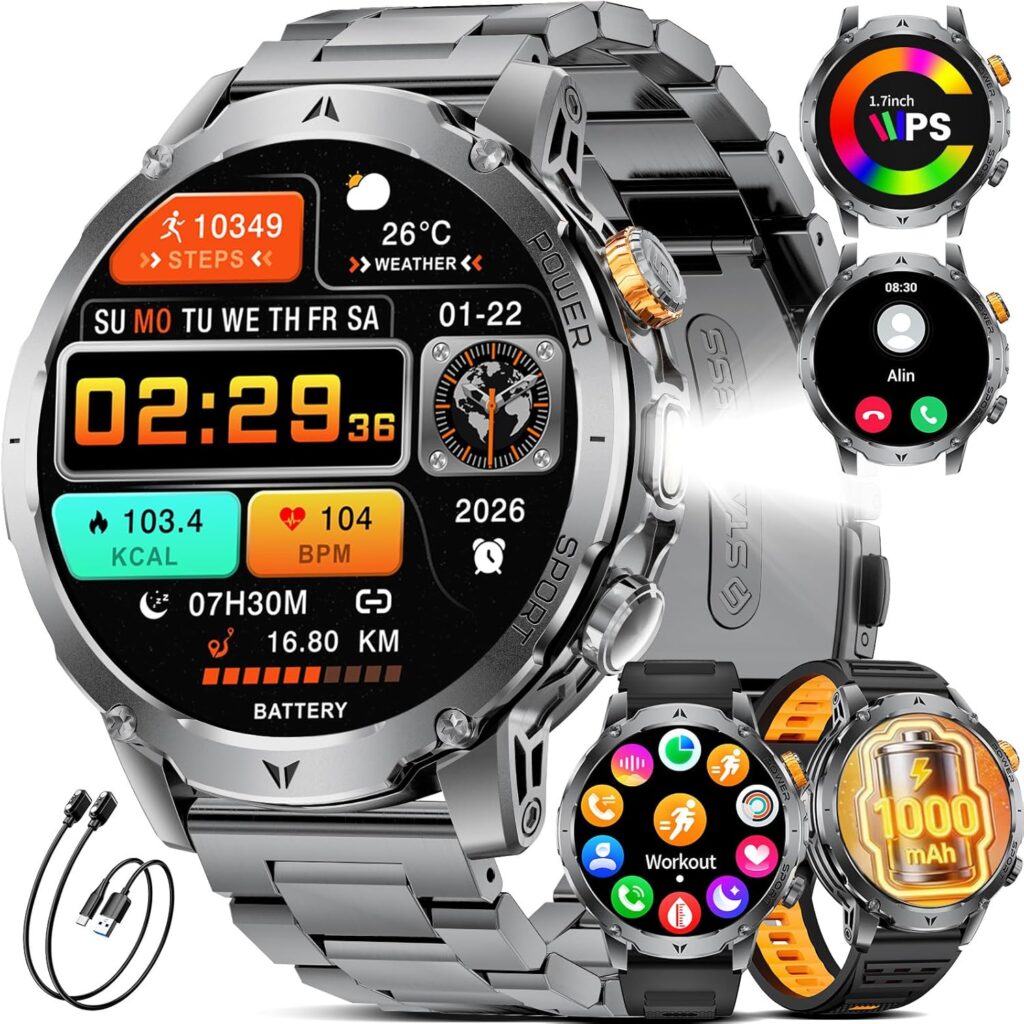LIGE 1000 mAh : Montre connectée militaire IP68 avec 110+ modes sportifs et Bluetooth.