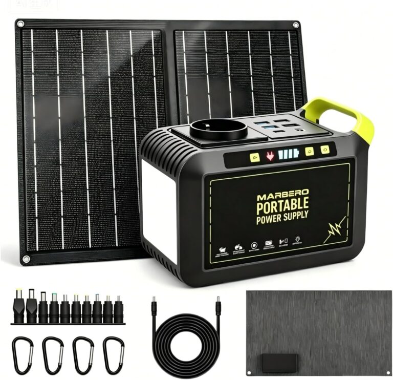 Marbero 24,000mAh Solar Generator avec Panneau Solaire Pliable de 21W pour Urgences et Activités Extérieures