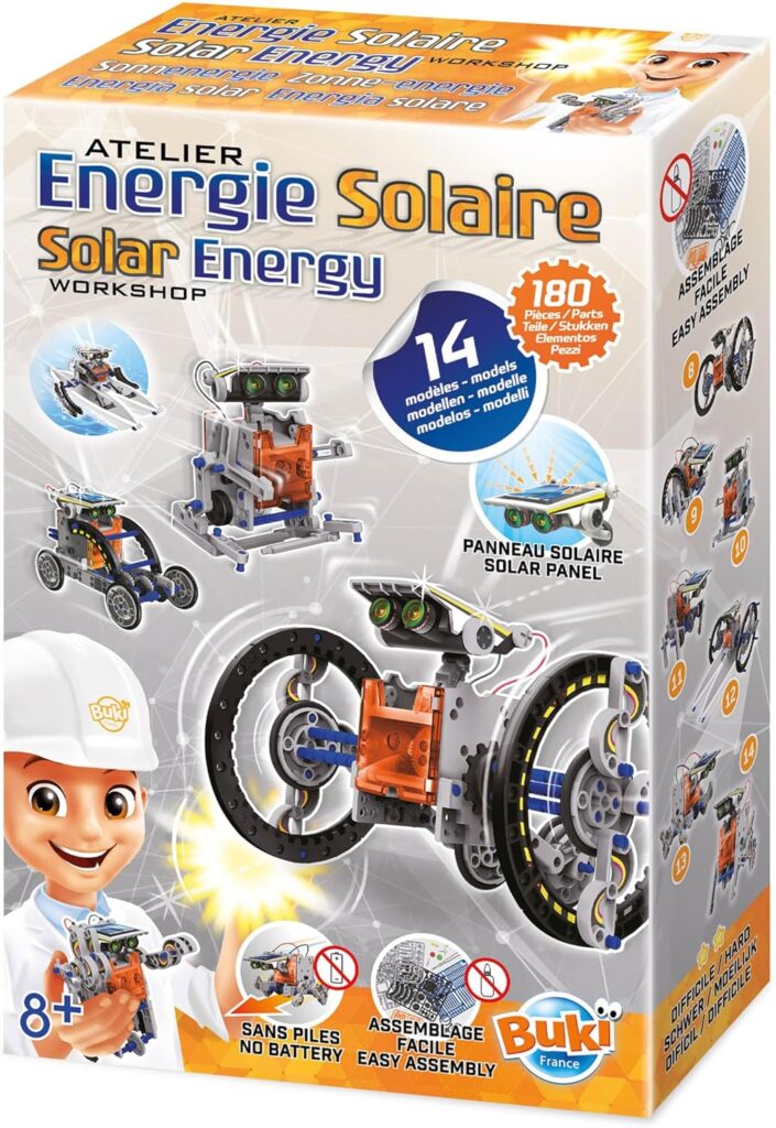 Buki 7503 : un kit solaire éducatif de 14 projets pour initier les enfants à l’énergie renouvelable.