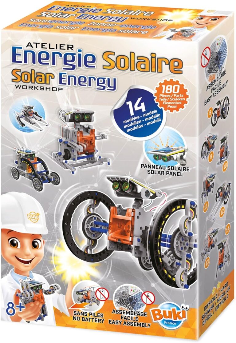 Buki 7503 : un kit solaire éducatif de 14 projets pour initier les enfants à l’énergie renouvelable.