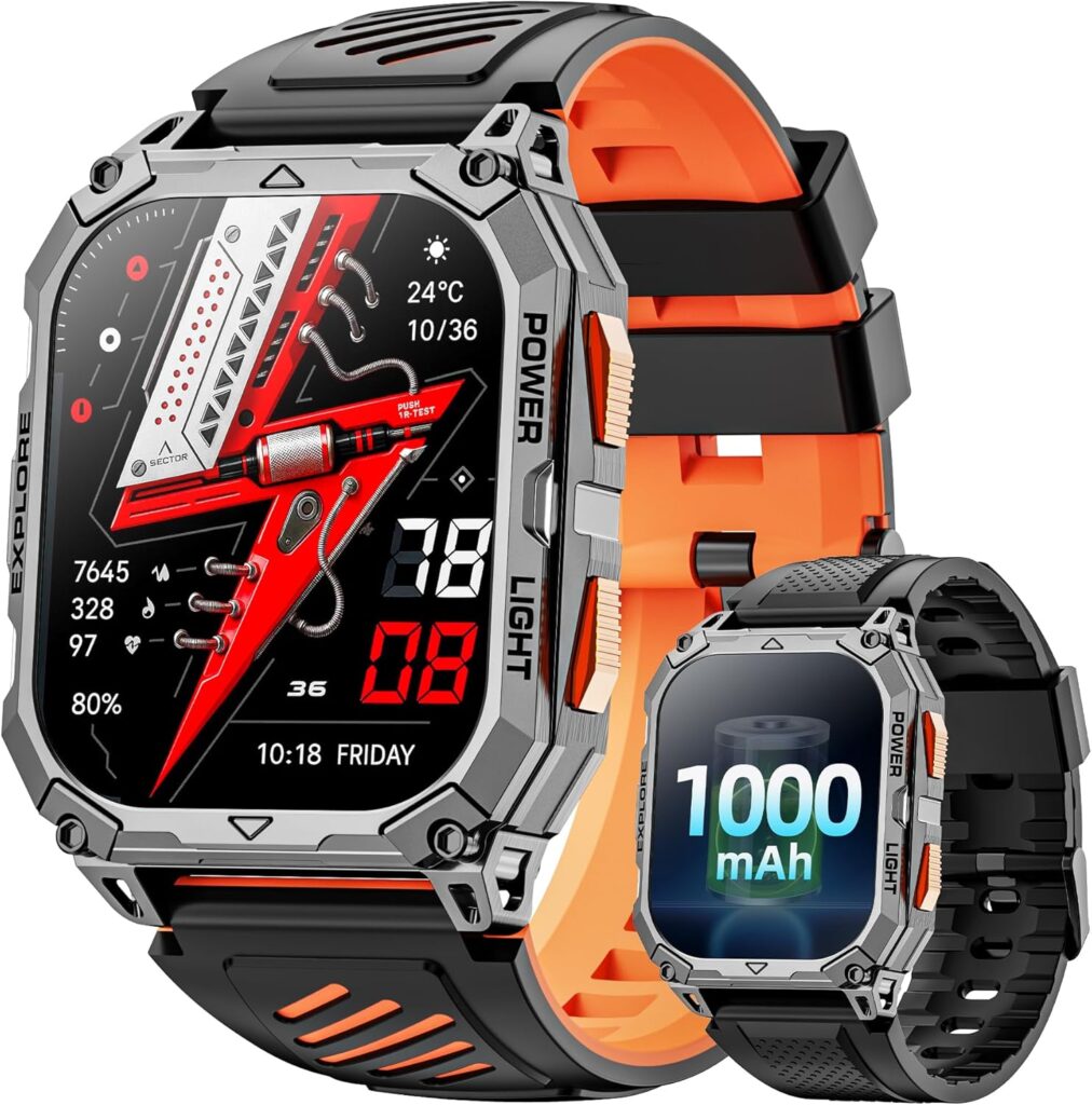 Montre connectée 2,01 pouces HD avec 120 modes sport et suivi santé pour Android et iOS.
