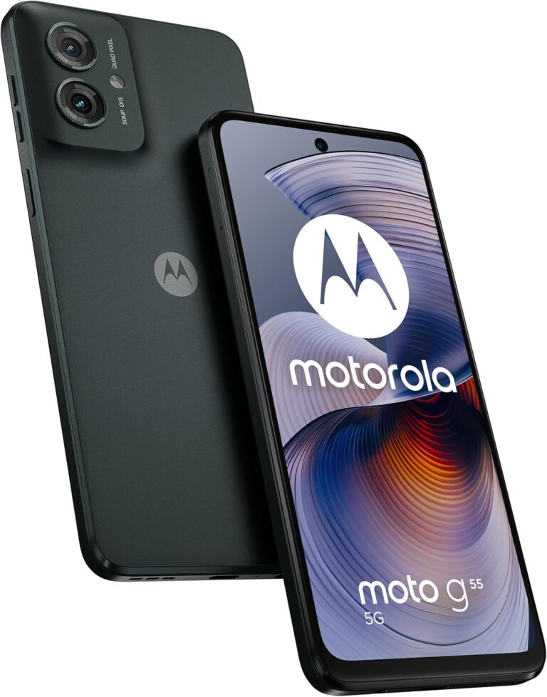 Lancement du Motorola Moto G55 5G : 8 Go RAM, 256 Go stockage, disponible en couleur gris forêt.