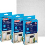 Tesa Insect Stop : filets anti-moustiques adhésifs pour fenêtres, 130 x 150 cm, pack de 3.