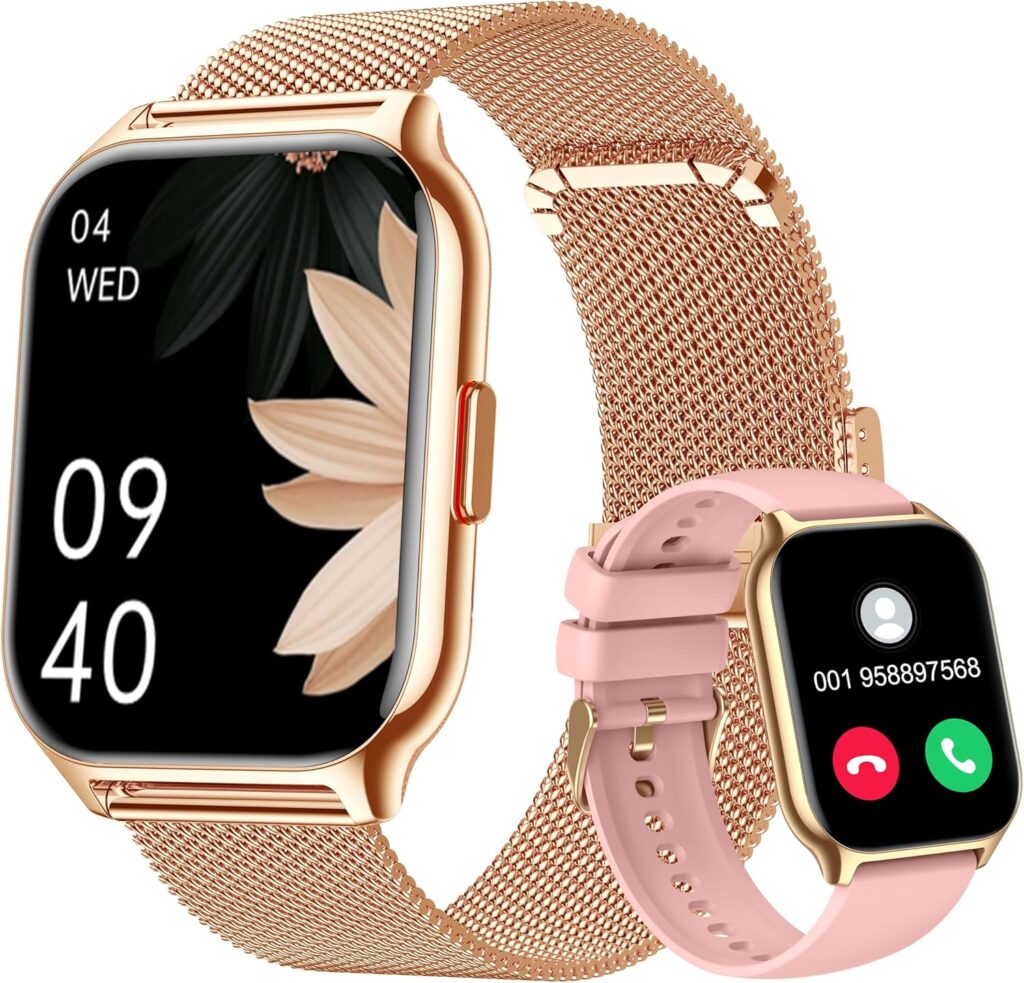 Montre connectée homme et femme avec appel Bluetooth et fonctionnalités avancées de santé.