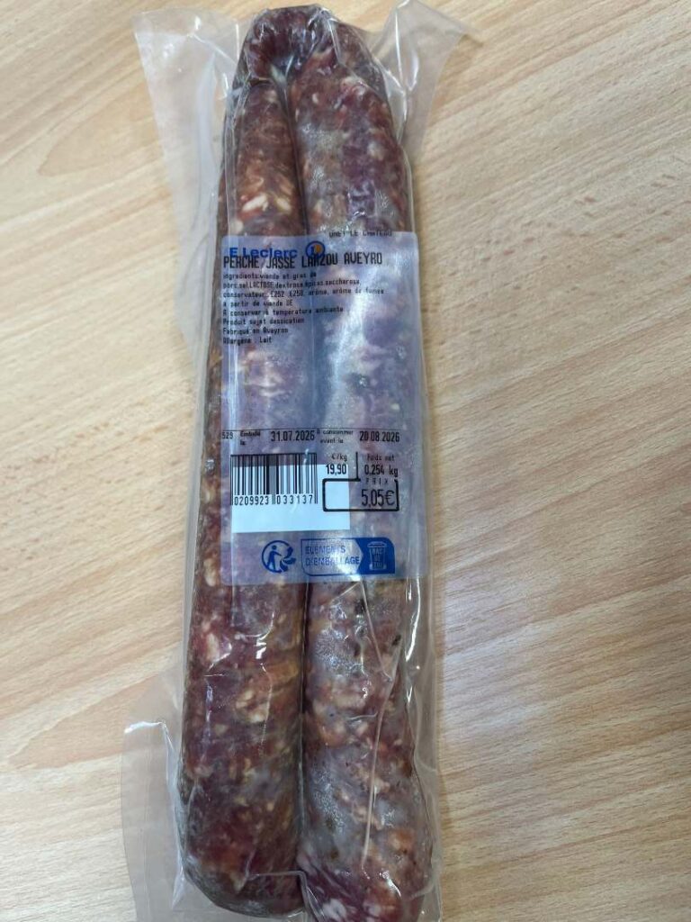 Rappel Consommateur – Détail SAUCISSE SECHE PERCHE PUR PORC 0