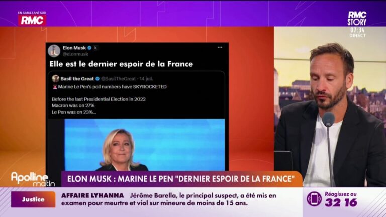 Elon Musk déclare Marine Le Pen comme « dernier espoir de la France » dans un tweet.
