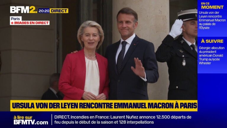Emmanuel Macron et Ursula von der Leyen discutent des enjeux européens à l’Élysée.