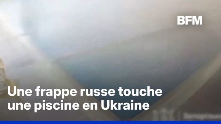 Une frappe russe touche une piscine en Ukraine pendant que des civils nagent.