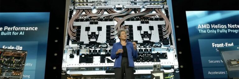 AMD présente Helios, un nouvel outil d’infrastructure IA face au DGX de Nvidia.